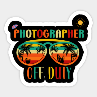 Photographer Off Duty- Retro Vintage Sunglasses Beach vacation sun for Summertime Sticker